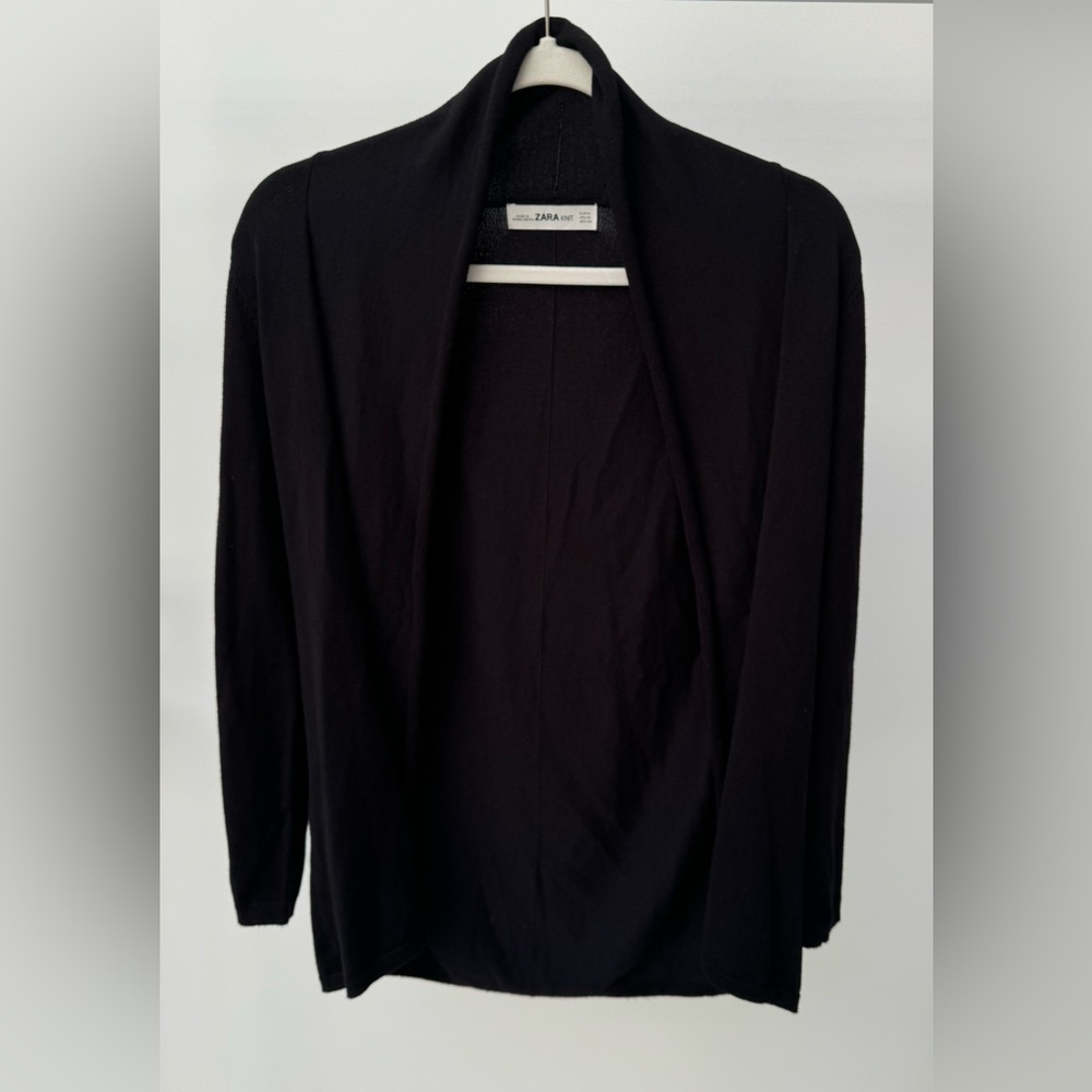 Zara Knit Black Open Front‎ Lightweight Cardigan, Size M